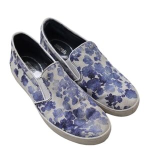 Michael Kors Blue Floral Canvas Slip-On Shoes Women's Size 6.5